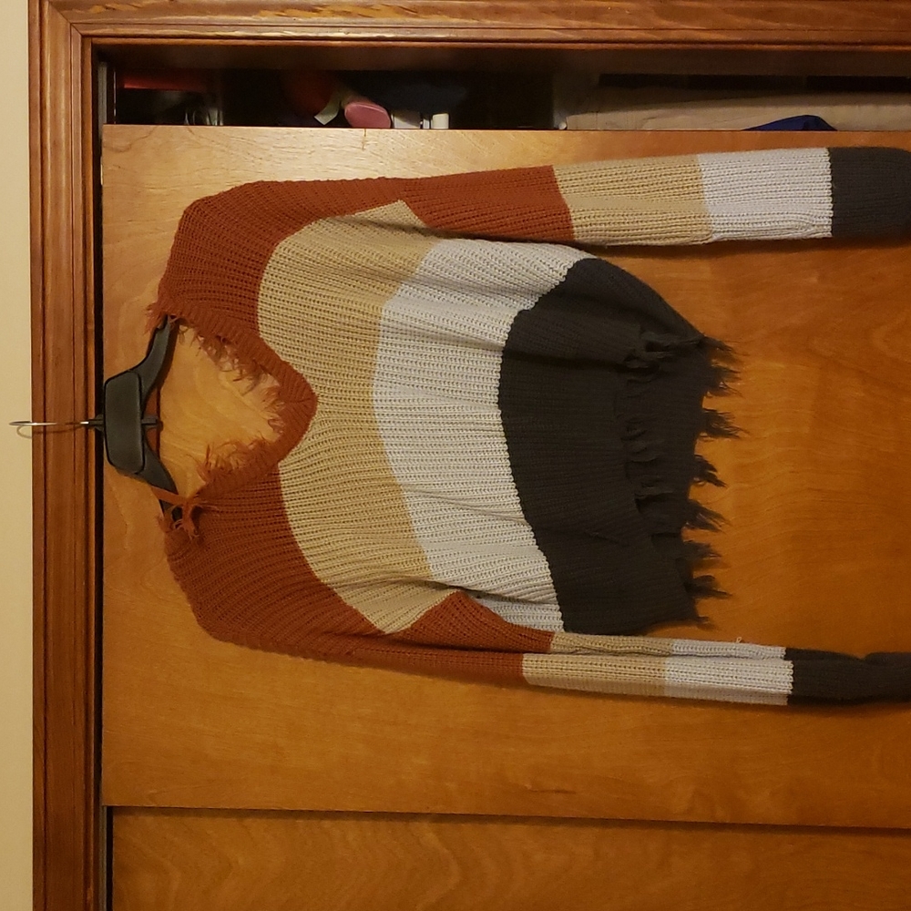 Striped Distressed Sweater